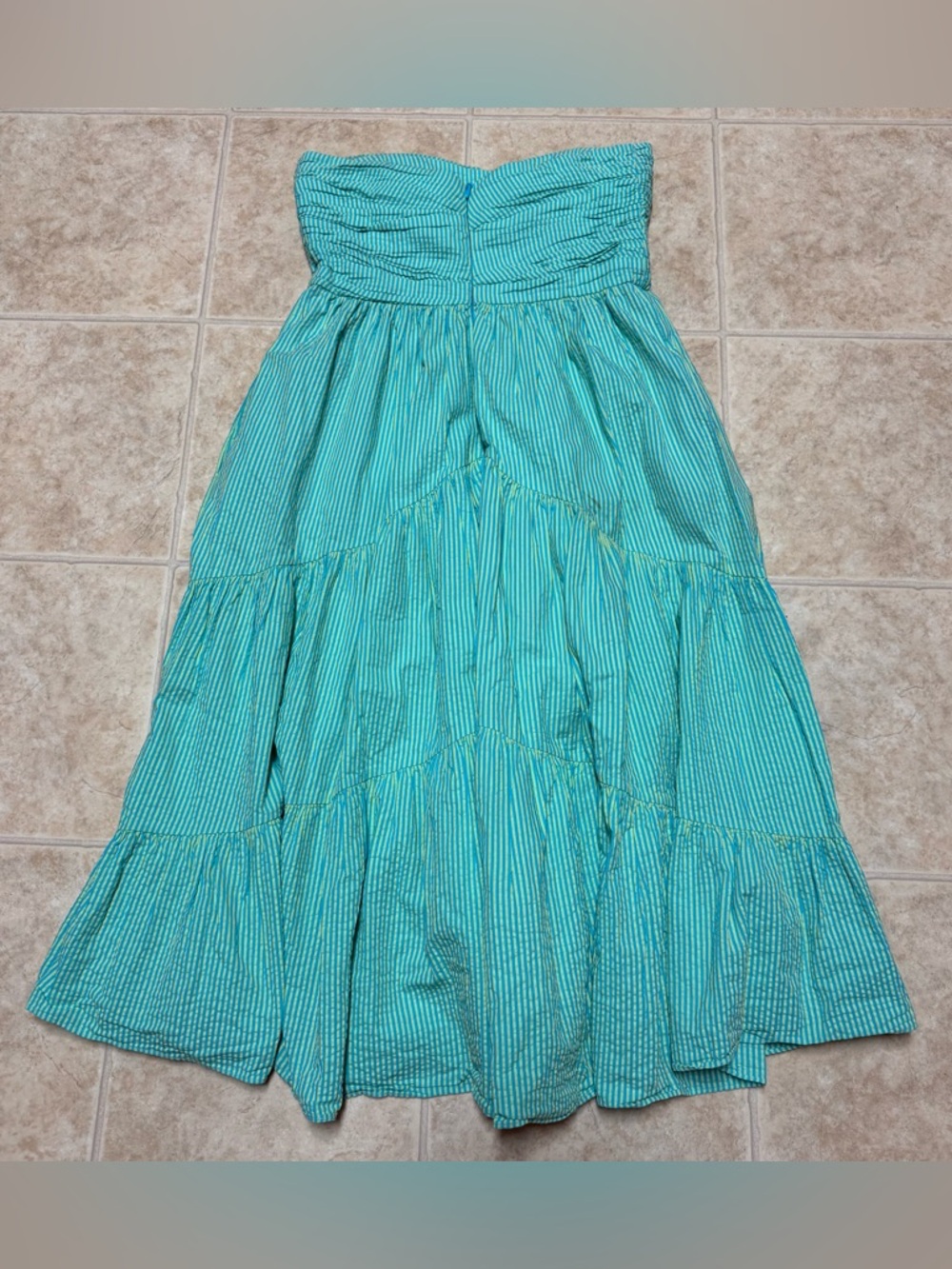 CINQ A SEPT Maurice Strapless Cotton Seersucker Dress Size 12 - Picture 4 of 5